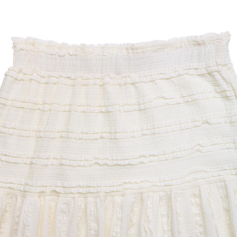 Europäischer & Amerikanischer 2026 Lässiger Urlaubs-Midi-Rock mit Elastischem Bund - Einfarbig, Weiter Saum, Strukturdesign