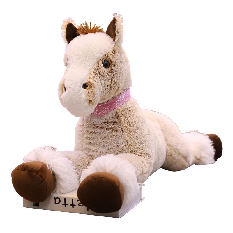 90/120CM Big Size Cute Lying Horse Plush Toys Stuffed Cartoon Animal Horse Birthday Gifts