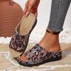 Large Size Ethnic Cool Slippers for Women In Stock, New Flat Bottomed Printed Toe Set, Roman Style Cool