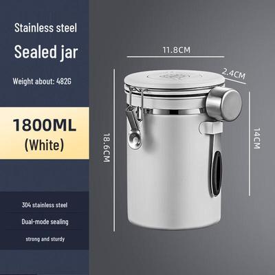 Vacuum Sealed Coffee Bean Storage Canister with One-Way Valve