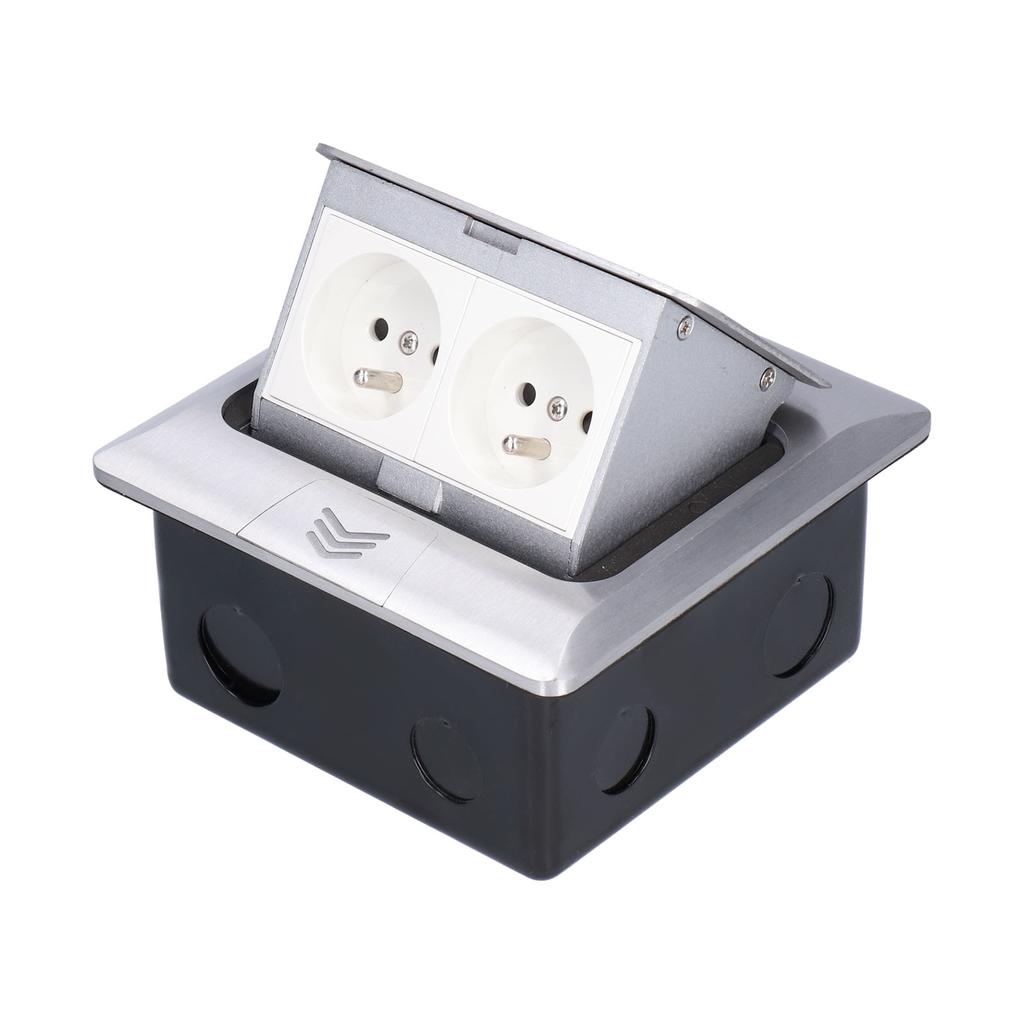 Cutie de podea sus Aliaj de aluminiu Priză de masă de podea Priza electrică impermeabilă 2 căi 250V J28