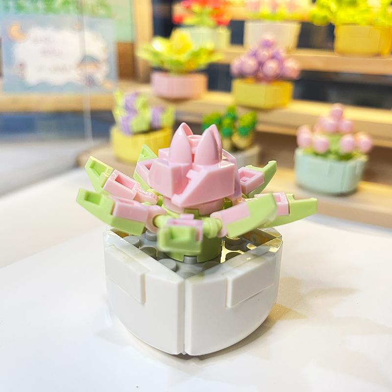 Topfkultur Blume Baustein Ziegel DIY Pflanze Spielzeug Weihnachtsgeschenk für Mädchen Erwachsene Kind Simulation süße Desktop-Dekorationen