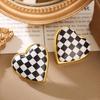 2024 Retro Black and White Geometric Plaid Stud Earrings for Women - Unique Style