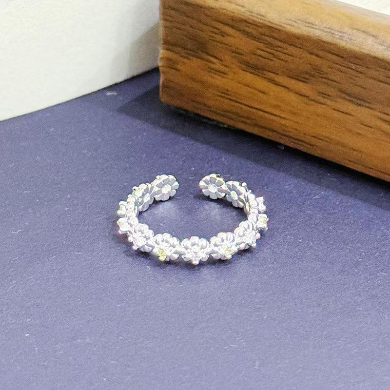 Light Luxury Retro High-Grade Inlaid Purple Diamond Egg Surface Love Open Ring, Personalized Design, Niche Exquisite Stacked Ring