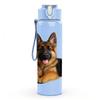 1PC German Shepherd Dog Head 750ml Color Plastic Sports Water Bottle Leakproof Flip Straw Lid Suitable for Sports Office Home Use