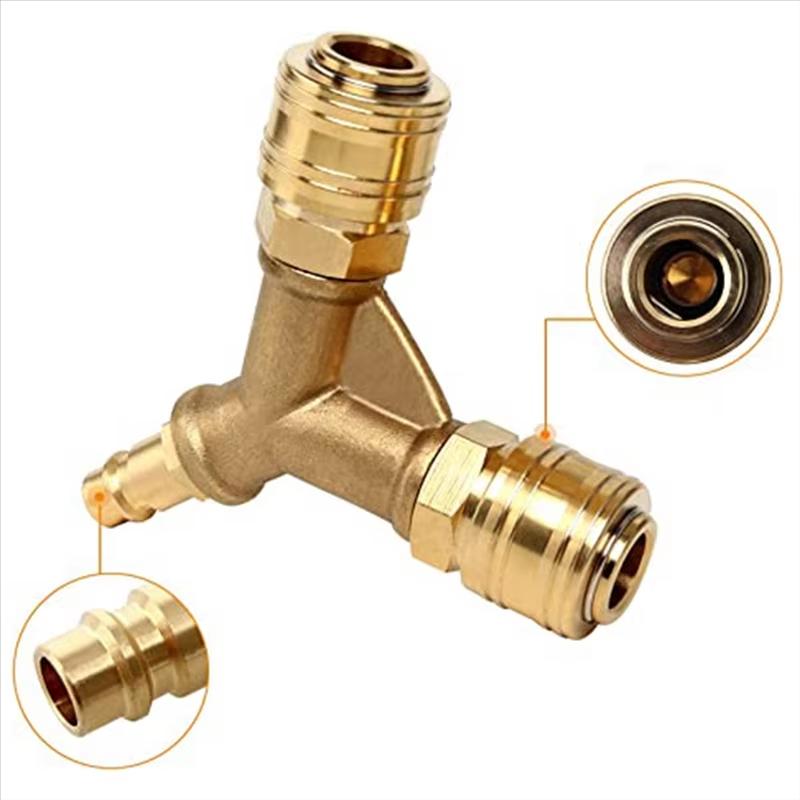 Air Switch Connector 2 Way 14AG Compressed Air Distributor for Use with Air Compressors and Pneumatic Cleaning Equipment