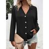 2025 Spring and Summer New Women's Solid Color Long Sleeve Ice Silk Elegant Button-up Shirt for Women