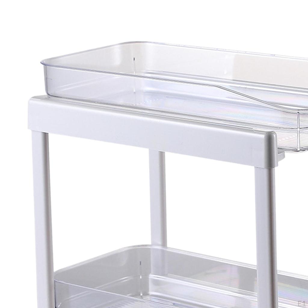 2 Tier Pull Out Drawer Storage Containers under Sink Organizer Stackable