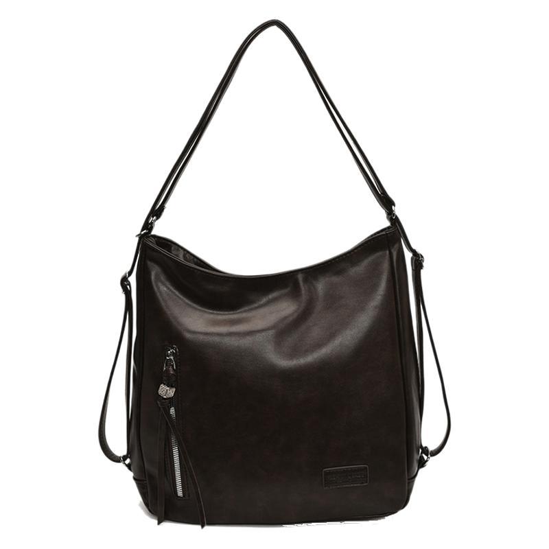 2025 new large-capacity commuter backpack women's bag autumn and winter relaxation personalized double zipper shoulder tote bag