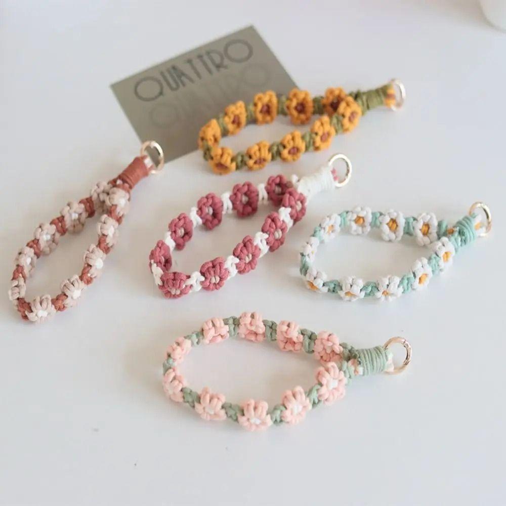Gänseblümchen Handy-Handgelenkband Baumwollseil Gänseblümchen Schlüsselanhänger Boho-Stil Handy-Lanyard Handy