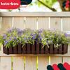 Flowerpot Balcony Terrace Box with Hooks Irrigation System Brown 60cm