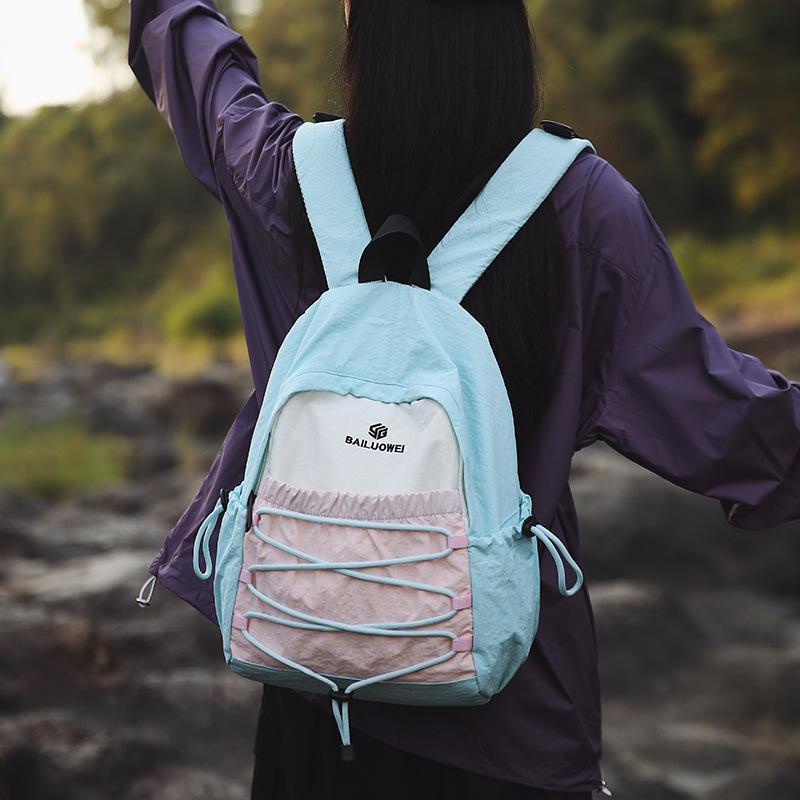 Backpack Women'S High-Value College Style Backpack Travel Women'S Bag Lightweight Men'S Bag Contrasting Color Outdoor Leisure