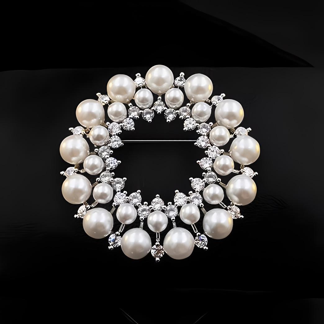 

Элегантная брошь-венок из жемчуга для женщин - Дизайн класса люкс для костюмов