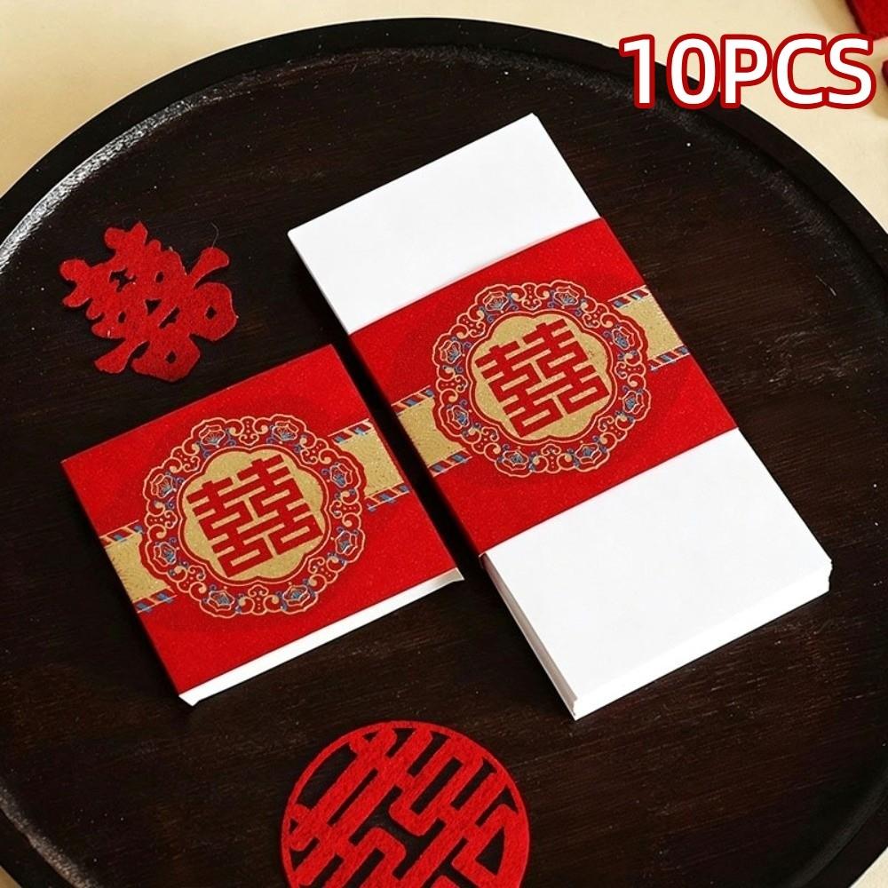 10pcs Gold Stamping Money Paper Sealing Strip Traditional New Year Red Packet Birthday