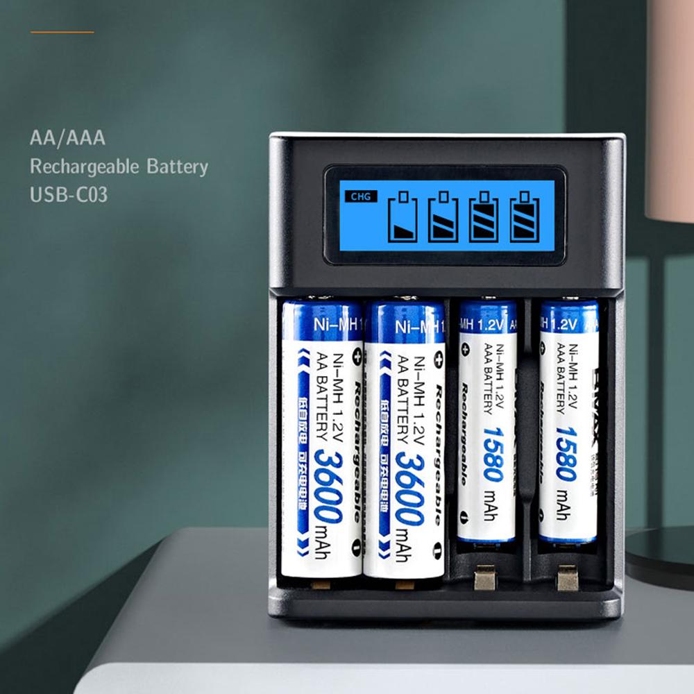 Universal USB LCD Display Smart Intelligent Battery Charger With 4 Slots For AA/AAA NiCd NiMh Rechargeable Batteries Charger