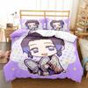 3D Anime Demon Slayer Duvet Cover Sets with Pillow Cover Polyester Teens Kids Bedding Set Full Queen King Size Cartoon Bed Linen