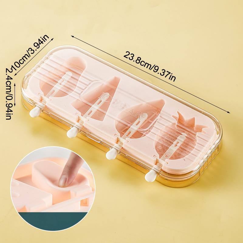 4 Cavity Silicone Popsicle Mold, Large Oval Design for Homemade Ice Cream Cakesicle, DIY Dessert Making Accessory
