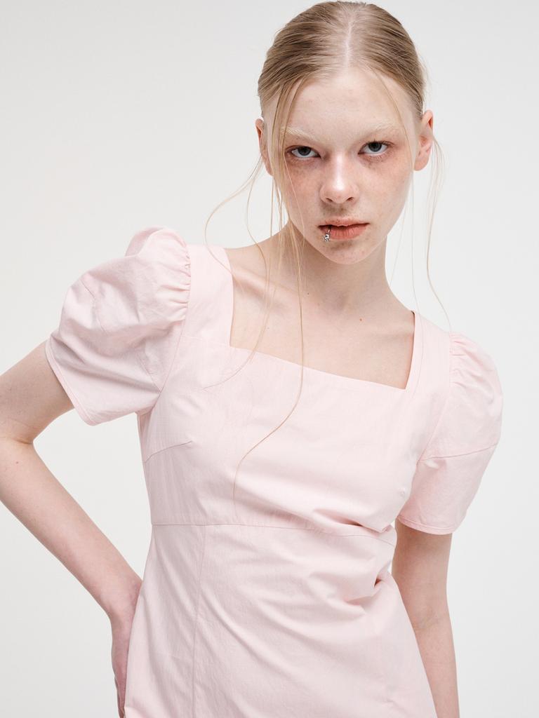 Etmont Square Puff Mini Dress, Pink