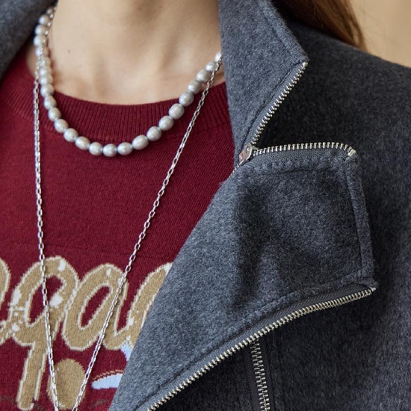 Maxza Double Zipper High Neck Handmade Jacket Ze12hj003nh