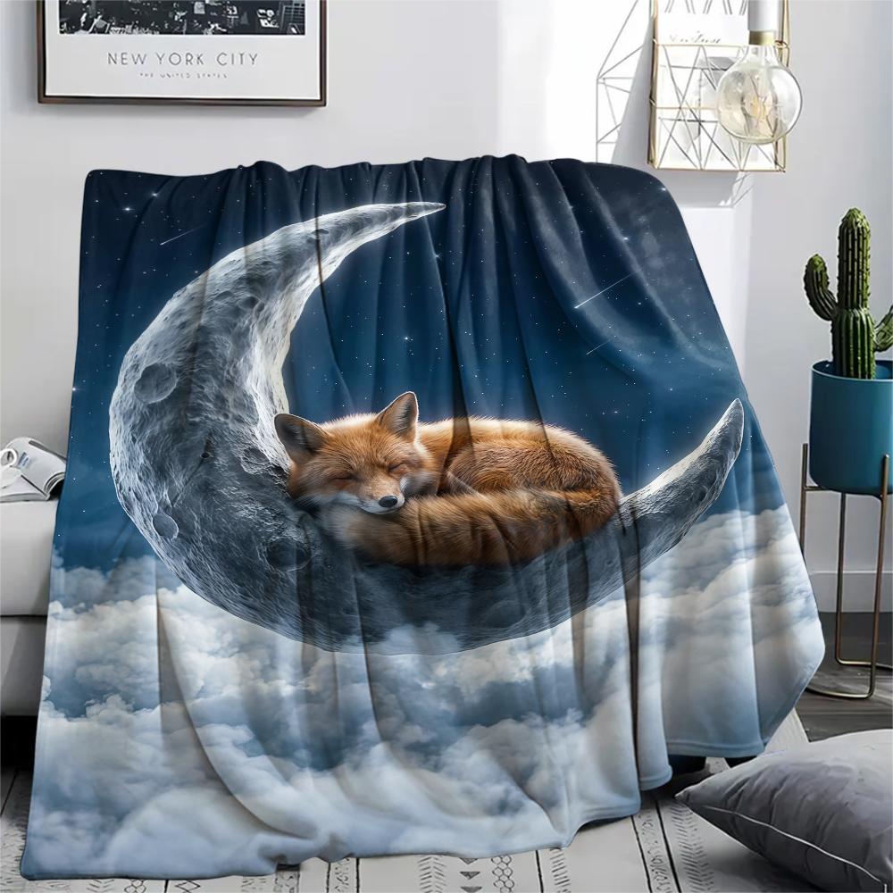 Small animal sleep clouds Print Flannel Blanket,High quality Comfortable for All Seasons,Home Decor,Warmth and Comfort,Perfect for Christmas Gifts