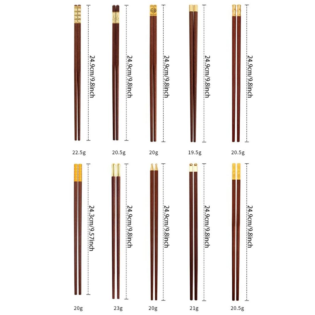 Red Wood 5/6/8/10 Pairs Chinese Chopsticks High Quality Beautiful Tableware Non Slip Sushi Food Grade Kitchen Chopstick Set