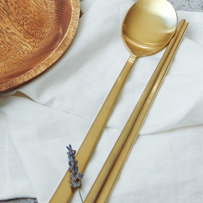 Reborn. J Titanium-Plated Gold Bling Basic Cutlery Set
