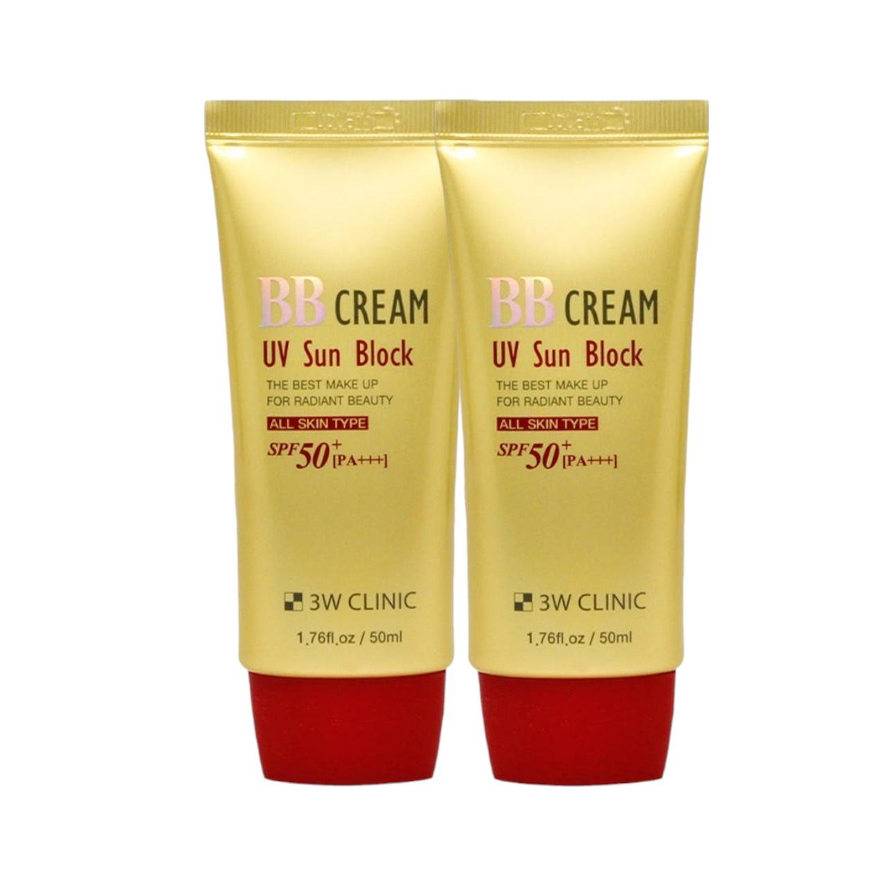 

3W Clinic BB Cream UV Sunblock - Natural Coverage Foundation with High Sun Protection SPF50+ PA+++, 50ml (Pack of 2)