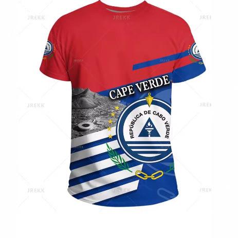 Fashion Women's T-Shirt Recomof Cabo Verde Flag Map 3D Printed T-Shirt Badge Graphic T-Shirt Men