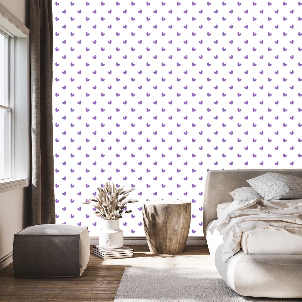 Heart Wallpaper White, Lavender and Purple 50x1000