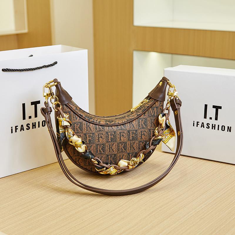 Premium style portable underarm bag trendy women's bag retro presbyopia bag one shoulder cross crescent dumpling bag