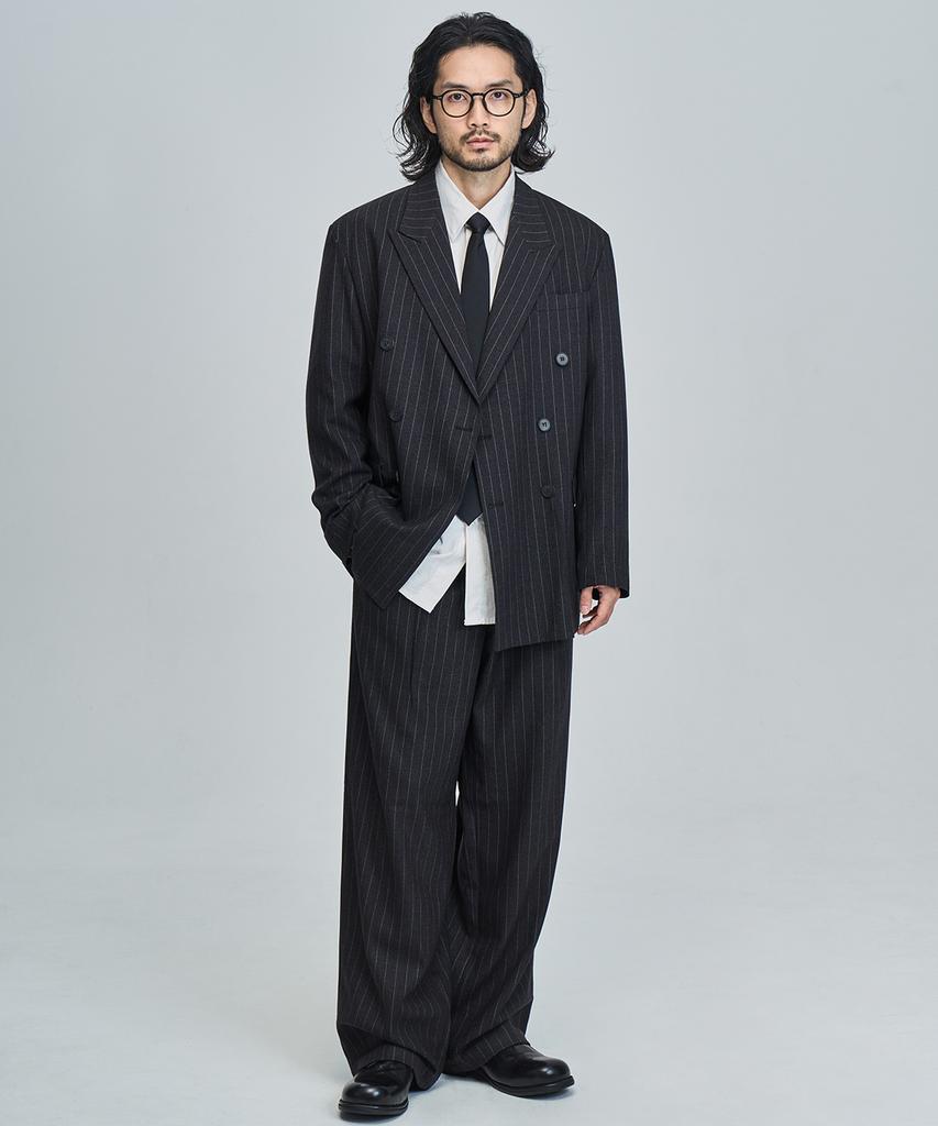 PRAIRIE Striped Wide Slacks (Black)