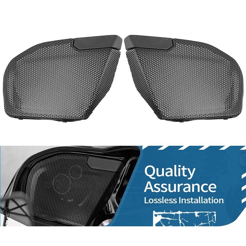 Grelhas de Alto-falante Laterais Pretas para Motocicleta Tampa de Buzina Malha de Acabamento Para Harley Touring CVO 112 117 Road Glide Street Glide 2026 2026 2026