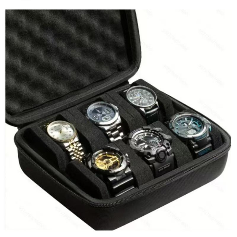 1Pcs Hard Eva Watch Storage Case With 6/8 Slots Soft Shockproof Lining Perfect For Home Travel Watch Collection