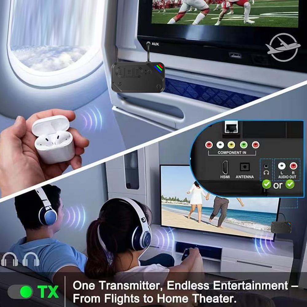 4-IN-1 Bluetooth 5.3 Receiver Transmitter FM Stereo AUX 3.5mm Jack Wireless Audio Adapter Remote Control For TV Speaker Car Kit