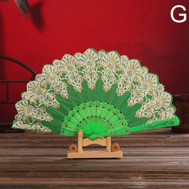 

1 шт. Складные веера Танец Вечеринка Шоу Китайский стиль Ткань Принт узор Реквизит для выступления Искусство Ремесло Подарок зелёный