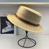 Quality High-end Flat-top Raffia Hat Women's Summer Sunshade and Sun Protection British Top Hat Men