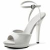 2025 Summer Wind patent leather waterproof table, fine high-heeled sandals, open-toe buckle with women's shoes, black