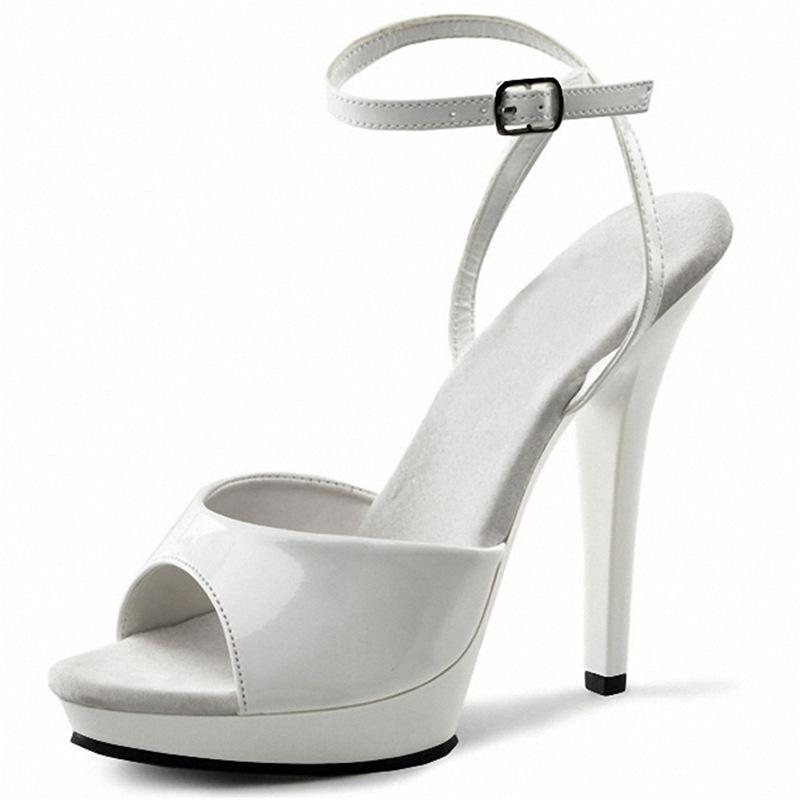 2025 Summer Wind patent leather waterproof table, fine high-heeled sandals, open-toe buckle with women's shoes, black
