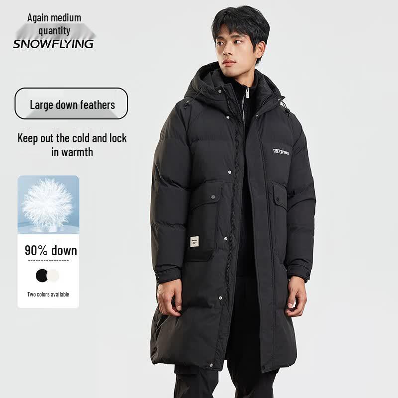 Men s Solid Color Hooded Winter Down Jacket XL чёрный