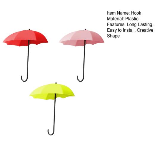 3Pcs Wall Hooks Strong Load-bearing Umbrella Shape Design Easy to Install Self Adhesive Hanger Hook Storage Organizer