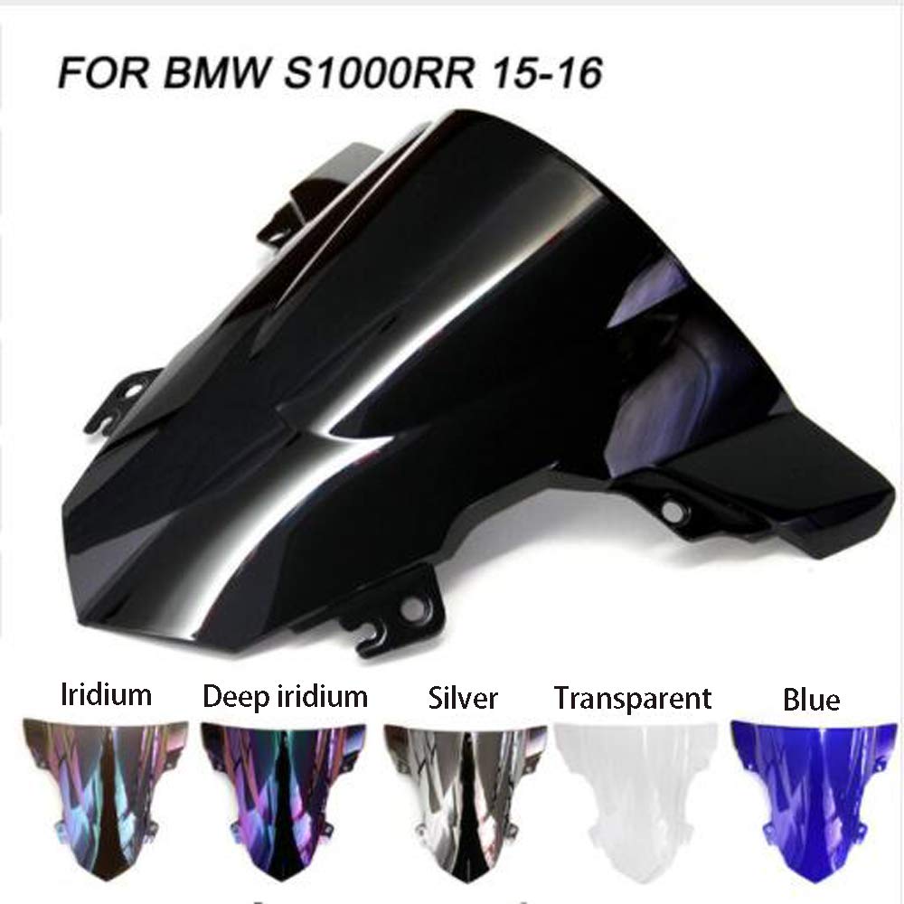 YUANYE Motorcycle Windshield for Honda S1000RR 1000 ABS Plastic Windshield (S RR) 2015-2016 (Deep Iridium)