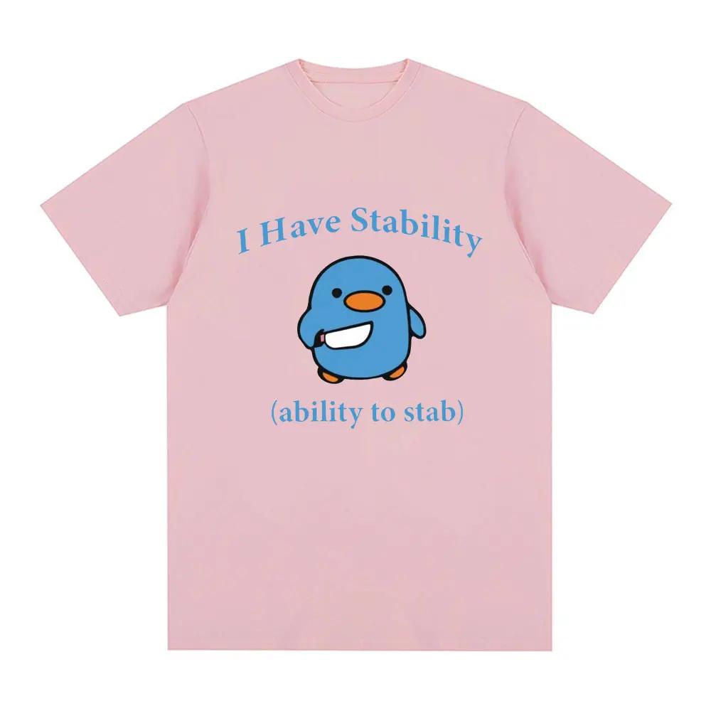 J'ai la capacité de stabilité à poignarder le mème du canard T-shirt graphique Mode Homme Hip Hop T-shirts à manches courtes 100% Coton T-shirt Confort