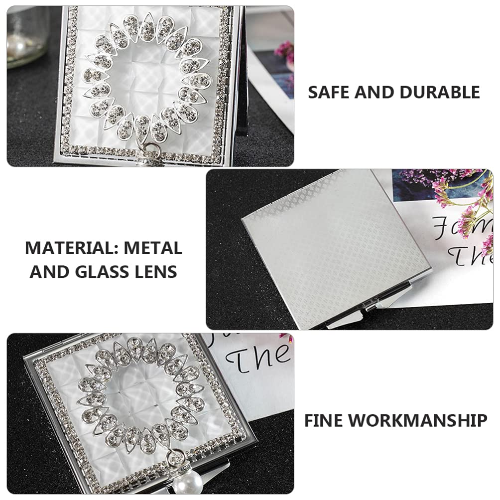 BESTOYARD Portable Makeup Compact Portable Makeup Mini Pocket Folding Travel Makeup White Mirror, Mirror, Mirror, Mirror, Mirror, Pouch, Gift,