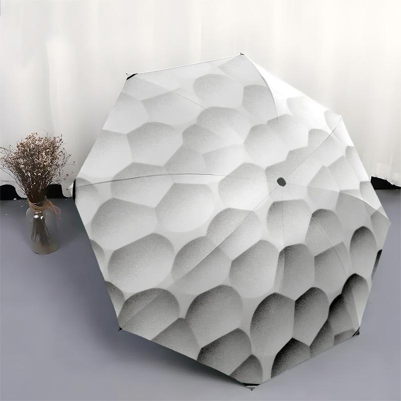 1pc Golf Ball Texture Automatic Folding Umbrella, Heavy Duty 8 Rib Iron Frame, Suitable for Travel, Daily Use, Birthday, Decor Gift 99