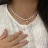 Light luxury high-quality pearl necklace women's new trendy fashion collarbone chain temperament love pendant neck chain