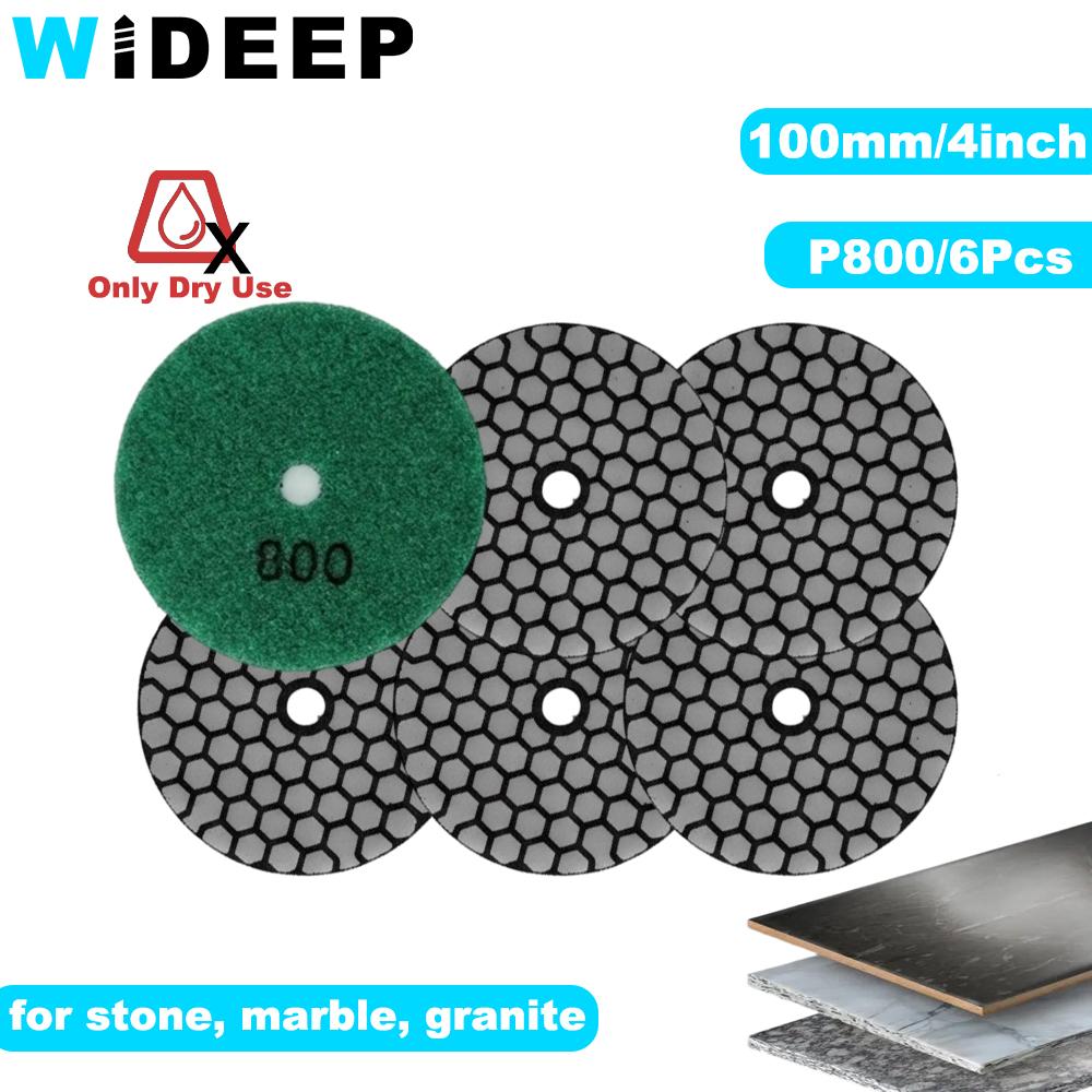 6Pcs 100mm 4inch Dry Polishing Pad Sanding Discs for Marble Granite Ceramic Stone  Angle Grinders Diameter