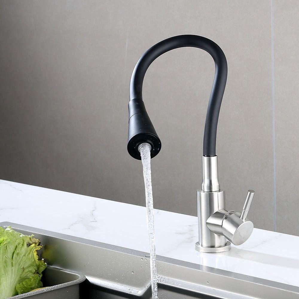Black Single Cold Water Tap Standard Kitchen Water Supply Systems