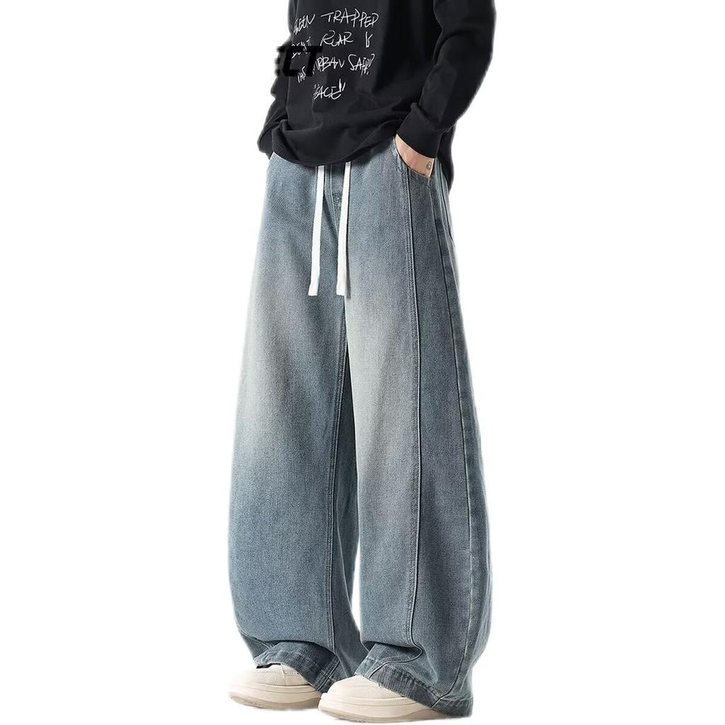 Jeans men's spring and autumn American trendy brand loose straight wide-leg pants new boys casual versatile long pants