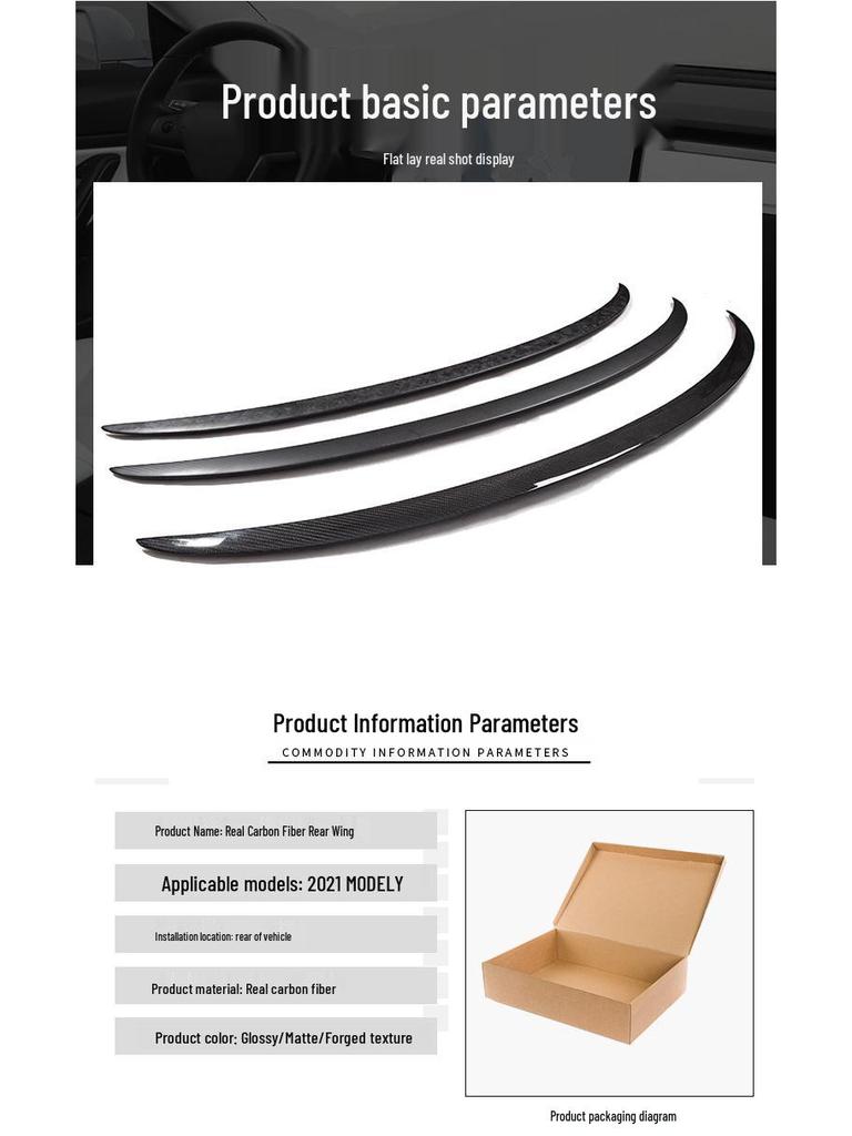 Tesla Model 3/Y Dry Carbon Fiber No-Drill Rear Spoiler Wing