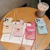 Wallet Case for iPhone 16 14 13 11 12 15 Pro Max Plus 16 Pro PU Leather Metal Crossbody Lanyard Strap Card Bag Hard Cover
